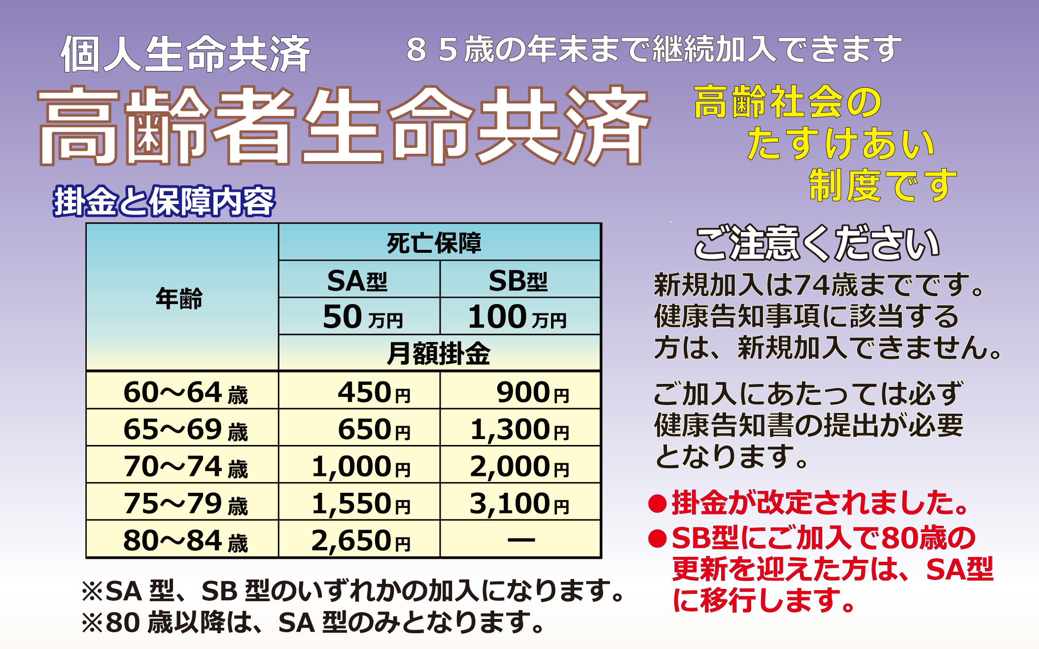 高齢生命共済のパンフレット