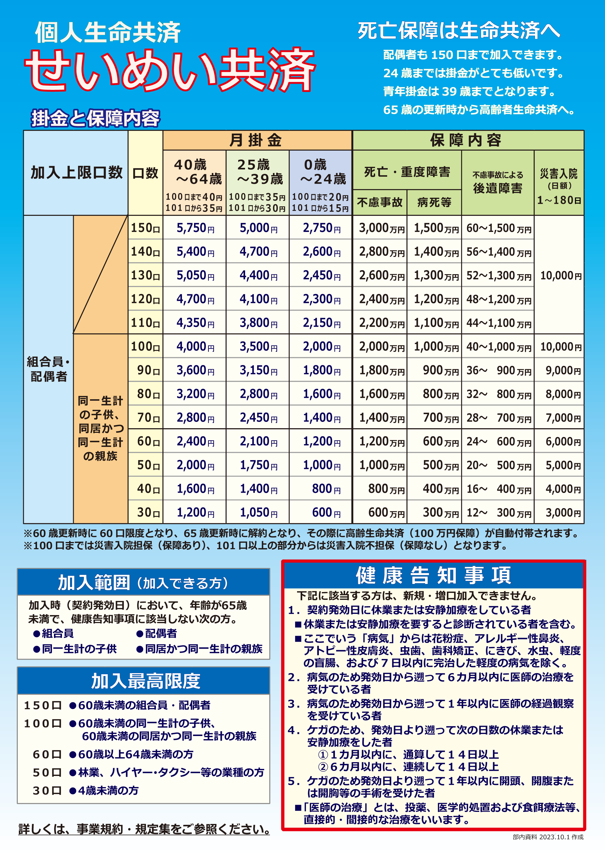 生命共済のパンフレット